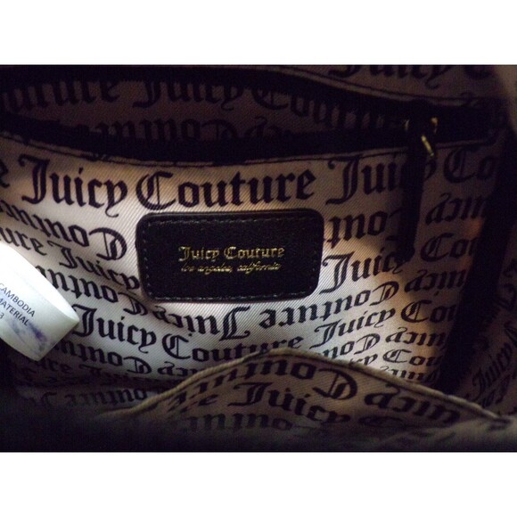 Juicy Couture Backpack Purse Black Gray Logo Bag Chain w/Heart AOP Y2K Style - Picture 4 of 6